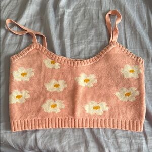 Altar’d State Peach Floral Knit Crop Top